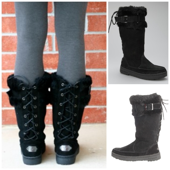 BEARPAW Siren Suede Sheepskin Boots Size 6 - Picture 1 of 13